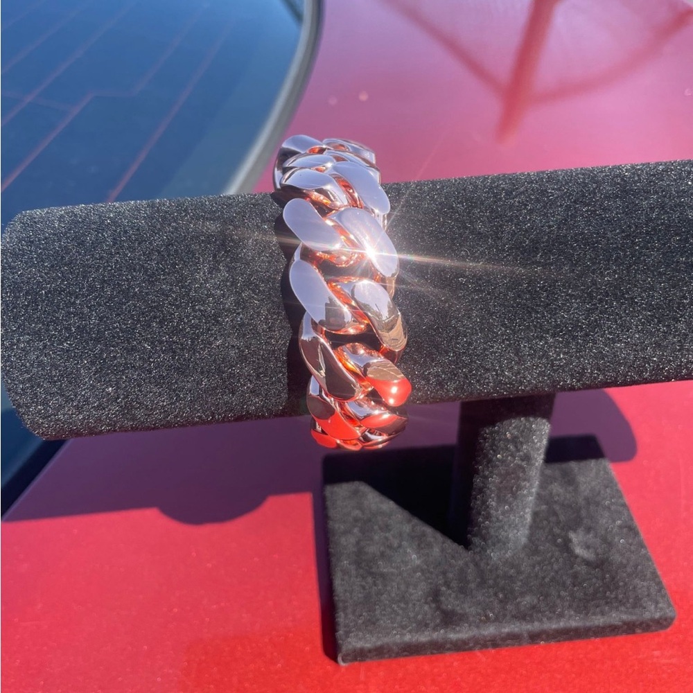 18k & 14k 20mm Miami Cuban Link Pink Red Rose Gold Plated Bracelet - 8inch